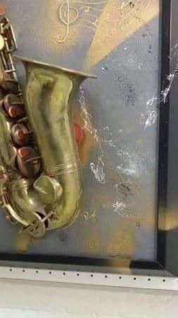 Musikinstrumente: Rost "Saxophon 3 D" Collage Sax – Gebraucht aus Zürich von Galerie-Kunst 1