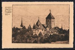 Spiez /Thuner See, Schloss aus der Vogel