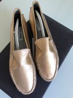 SCHUH Damen Mokassin Voll Leder gold oder silber