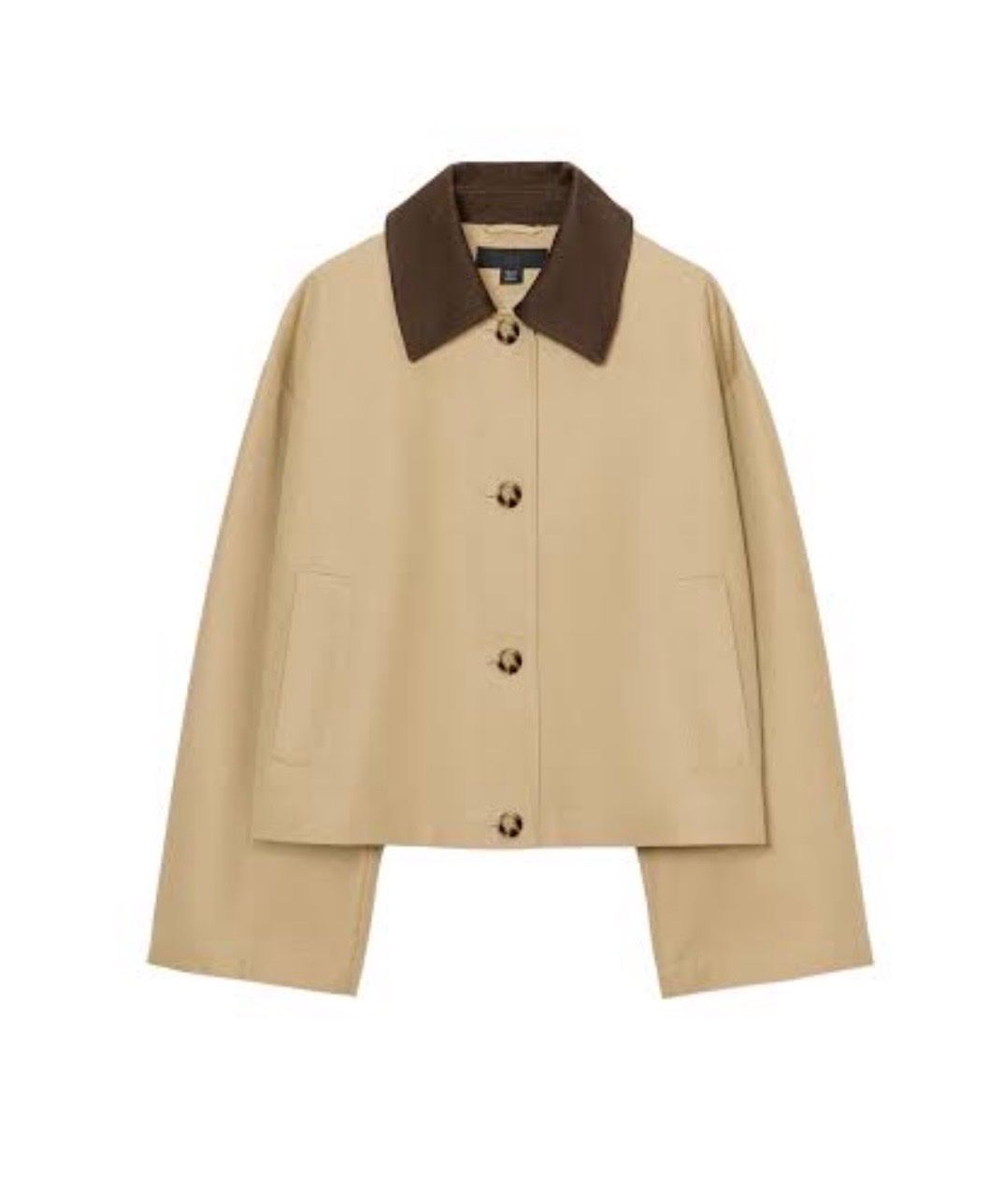 Zara Giacche: Veste courte beige avec col marron – Usato da Nyon venduto da Cassiopeia_8