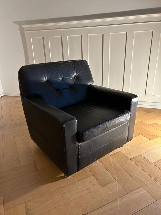 Vintage black leather armchair Kaufen auf Ricardo