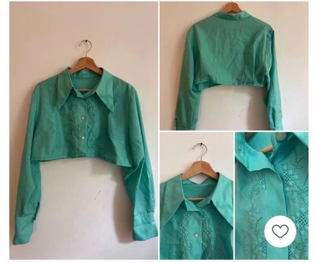 Vintage Cropped Bluse mit Stickerei