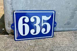 VINTAGE Emailschild Hausnummer 635 emaille ca! 20 x 13cm
