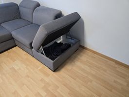 Ecksofa grau mit Schlaffunktion und Bettkasten gebraucht