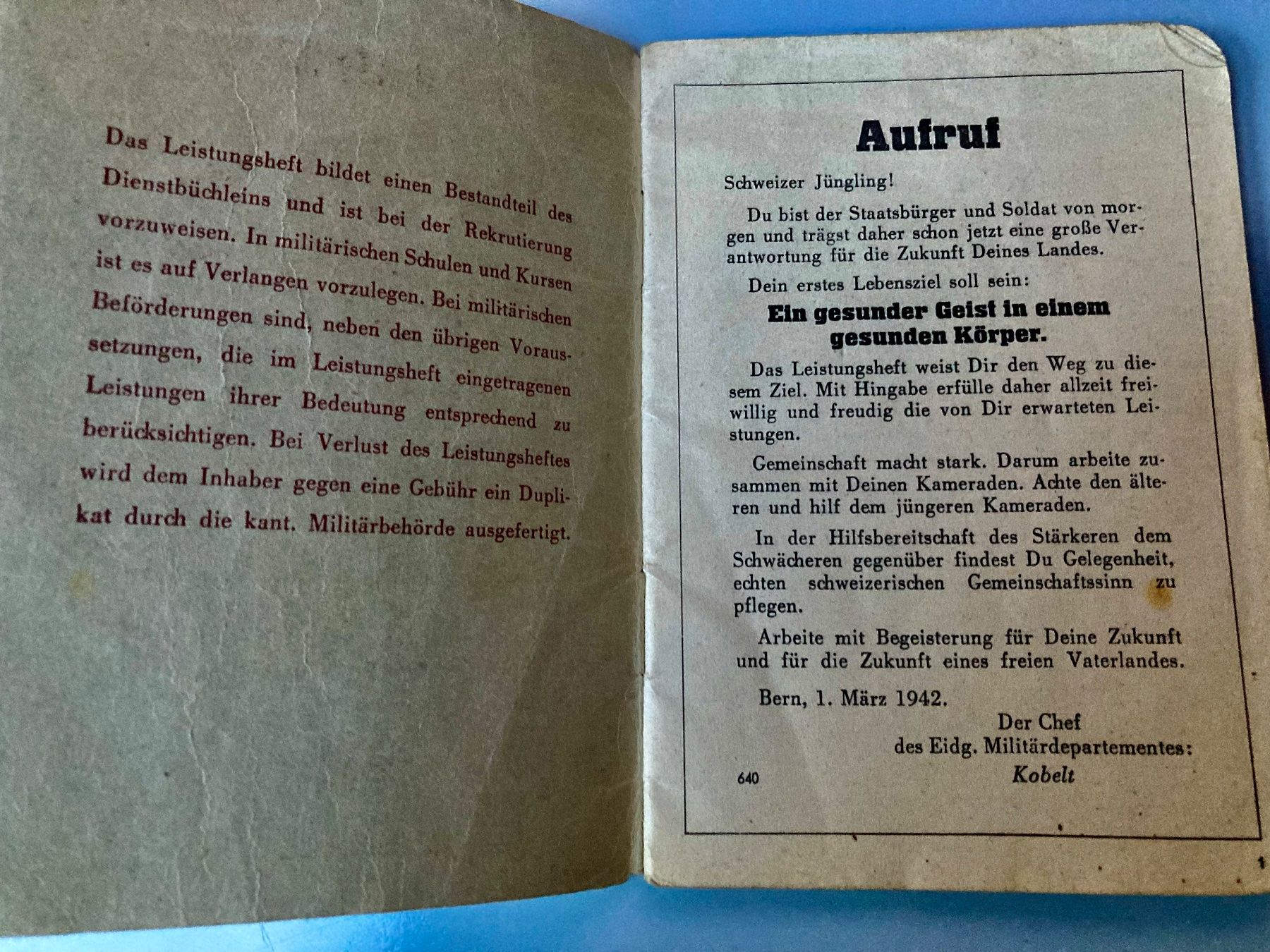 Documenti: Dienstbüchlein, Vorunterricht, Eidg. Leistungsheft, – Usato da Rüegsauschachen venduto da Andyalfredo 1