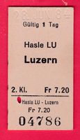 SBB KARTON-BILLETT, HASLE LU - LUZERN, 2.KLASSE, EINFACH