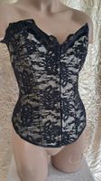 Corsage in beige schwarz mit Spitze Gr. 2XL