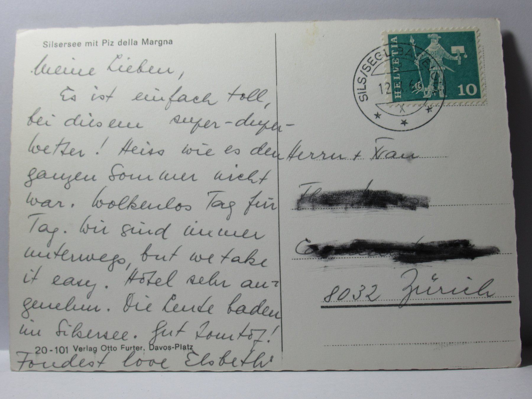 Cartoline postali: Silsersee mit Piz della Margna 1966 – Usato da Grenchen venduto da Bluemchen1900 1