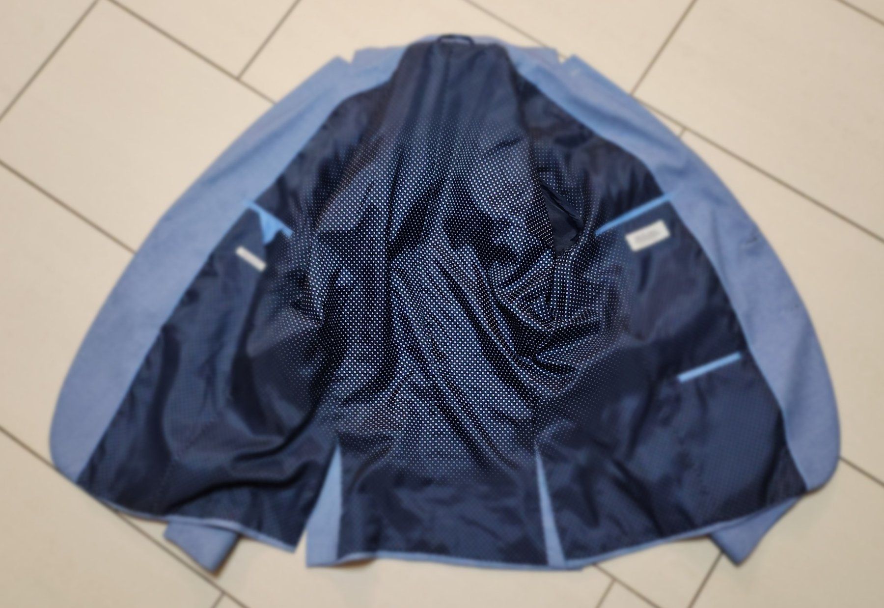 Giacche: Herrenblazer, hellblaues Muster, Grösse 50,Mac Earl – Usato da Brunegg venduto da Verkaufswelt 2