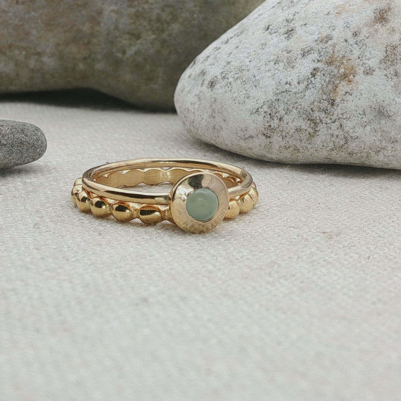 Olga Ribler Anelli: Edelstahl & Silber Prehnite Ring SET Ringgrösse 60 – Nuovo (secondo la descrizione) da Luzern venduto da Schmuckoutlet 7