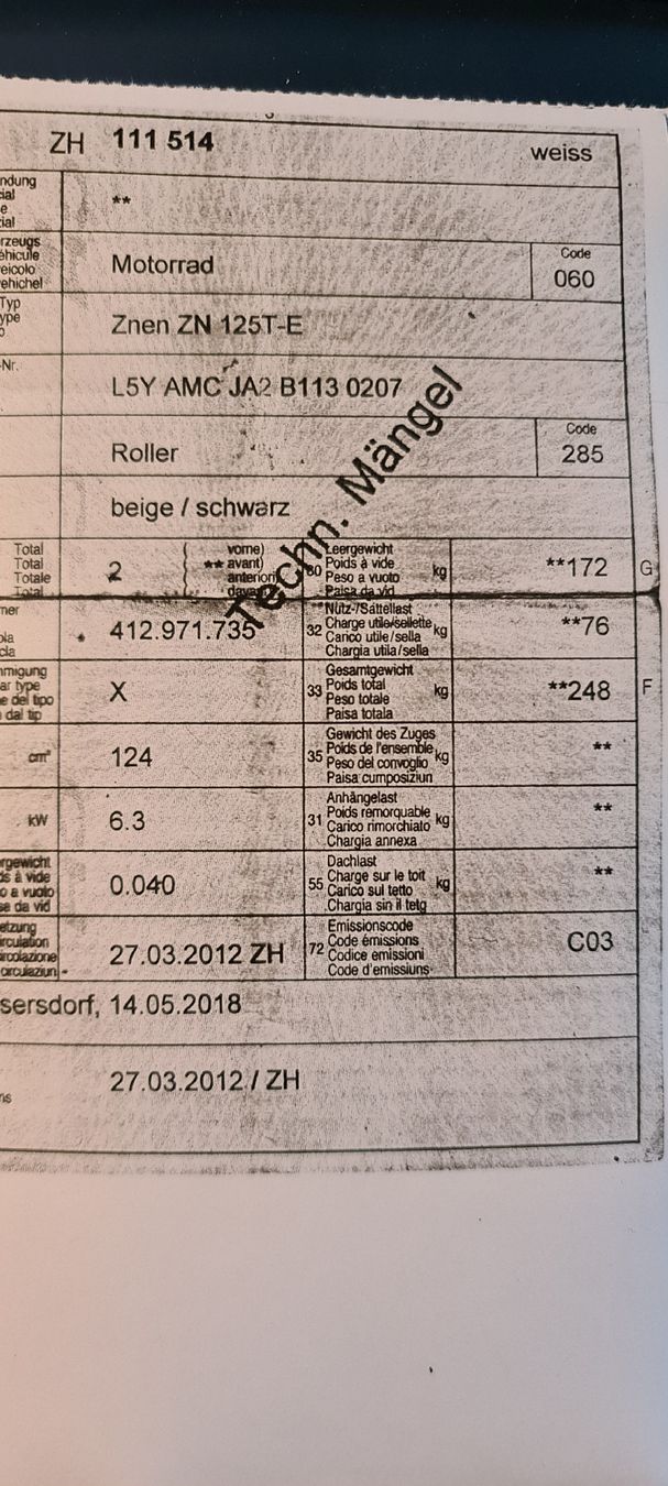 Scooters: Znen ZN 125T – Defekt aus Windlach von Noldi6 7