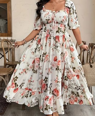 Romantisches Kleid mit Blumenmuster, Grösse XXL, neu
