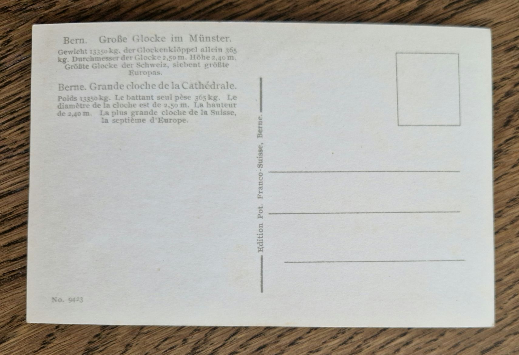Cartes postales: Grosse Glocke, Berner Münster – D'occasion à Ebikon par Donar50 1