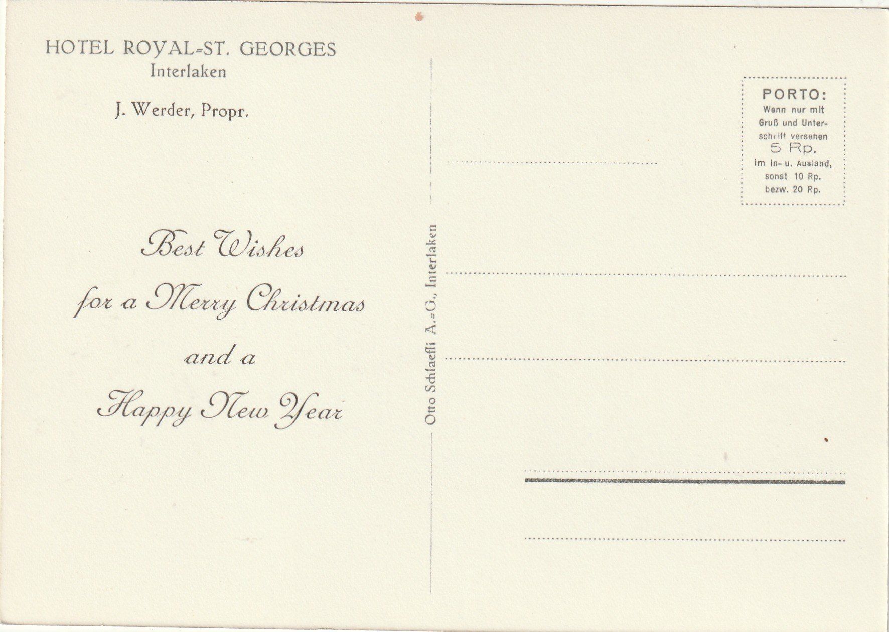 Cartoline postali: Interlaken Hotel Royal St. Georges – Usato da Rorschacherberg venduto da fratovi2 1