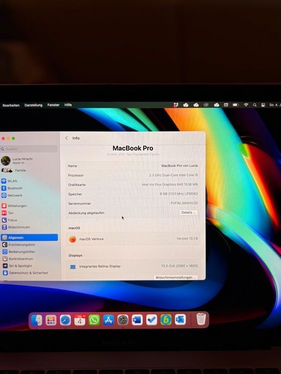 Apple Notebook: MacBook Pro 2017 256 Gb – Usato da Oberstammheim venduto da lan_sb6k 2