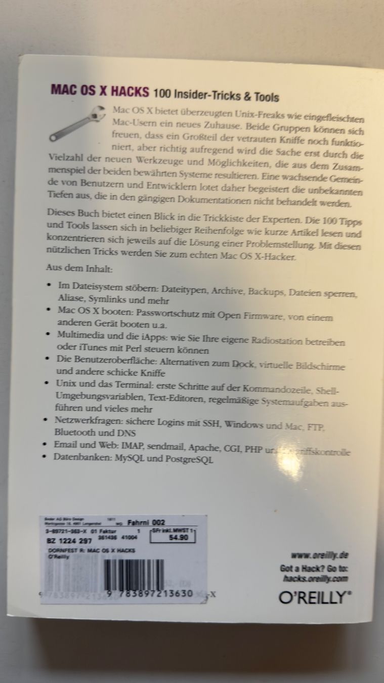 Libri: MAC OS X HACKS – Usato da Thunstetten venduto da AffolterR 1