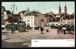 Basel, Barfüsserplatz mit Strassenbahne