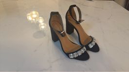 Sandales noires à talons avec strass état neuf