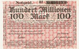 Zittau 100 Mil.Mark Serie IIF 28.09.1923 VZ+-VZ++