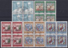 1967, PP: B133-B137 Viererblöcke Ersttags-Stempel, sauber.