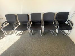 Girsberger Freischwinger Konferenzstühle, schwarz, 10 Stück