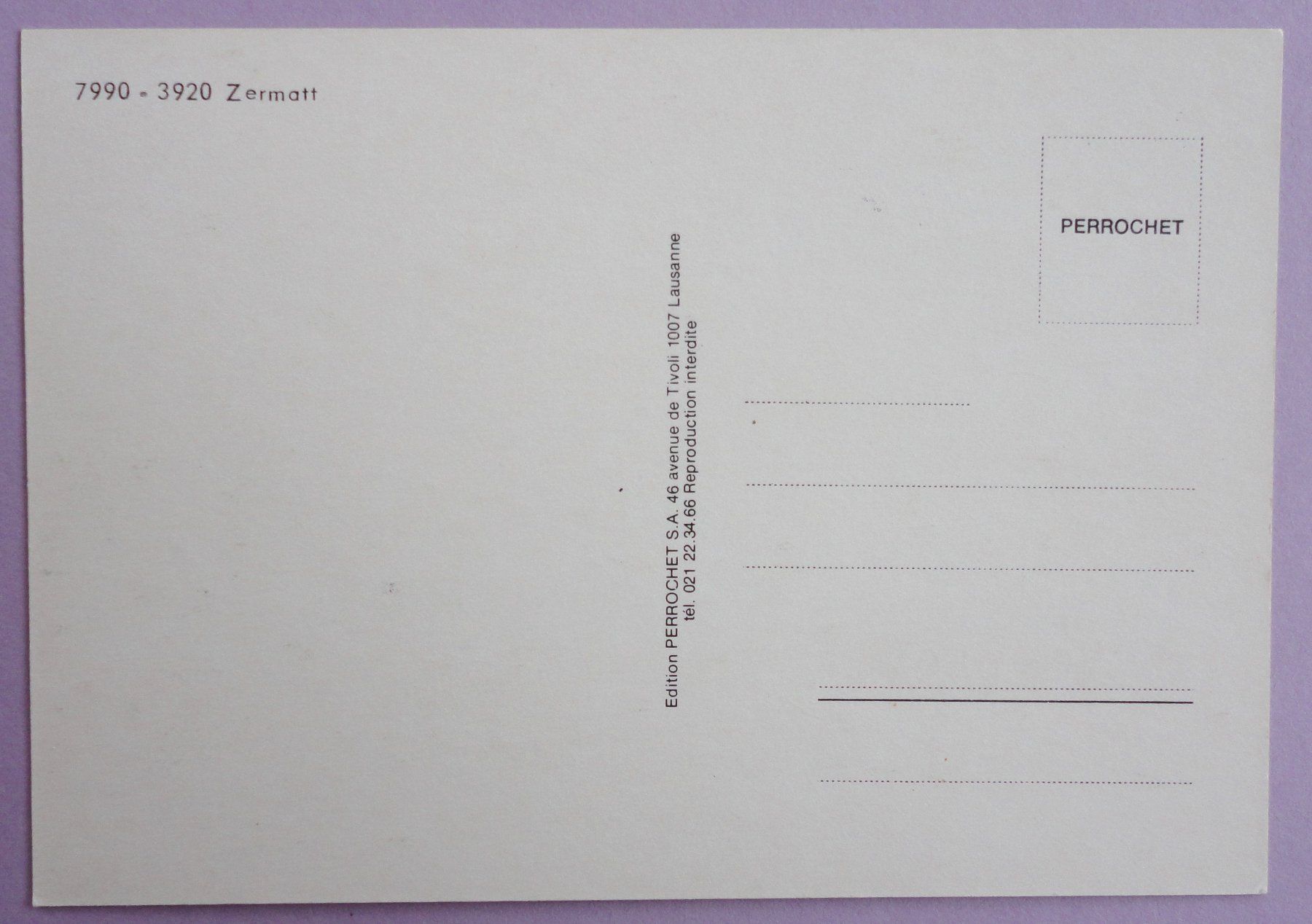 Cartoline postali: Zermatt – Usato da Fétigny venduto da Billy2miny 1