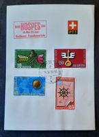 11-15-1 Timbres Helvetia oblitérés sur feuillet - HOSPES 54
