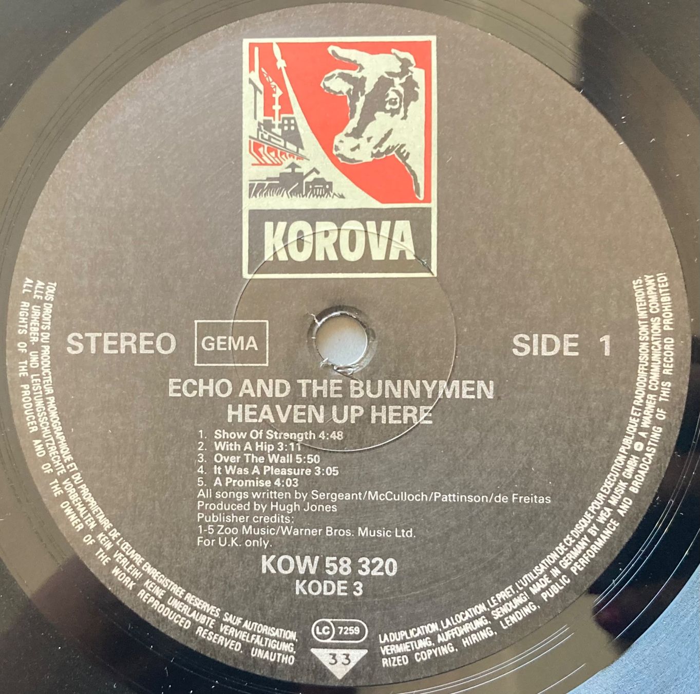 Vinyles: ECHO AND THE BUNNYMEN - HEAVEN UP HERE – D'occasion à Poliez-Pittet par Newtown-Records 3