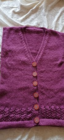 Strickweste Wolle lila Grösse s/m