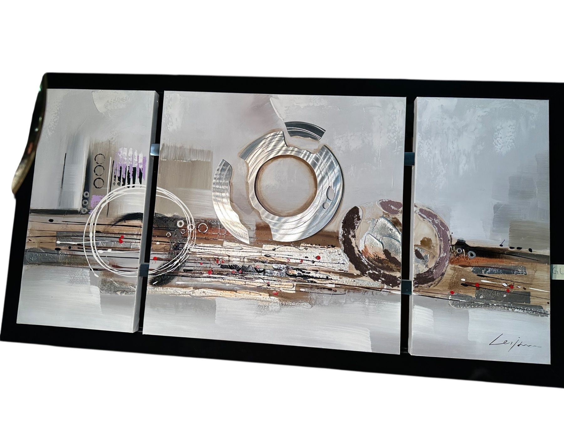 Tele & Cornici: Tableau Triptyque Abstrait Moderne Signé, Déco Design – Usato da Lausanne venduto da artnouveau04 1