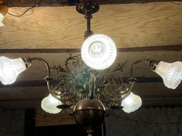 Jugendstil Messing Hängeleuchte aus Wohnungsauflösung