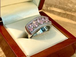 SEHR SCHÖNER RING MIT SCHMUCKSTEINE GESTEMPELT 925, GR.60