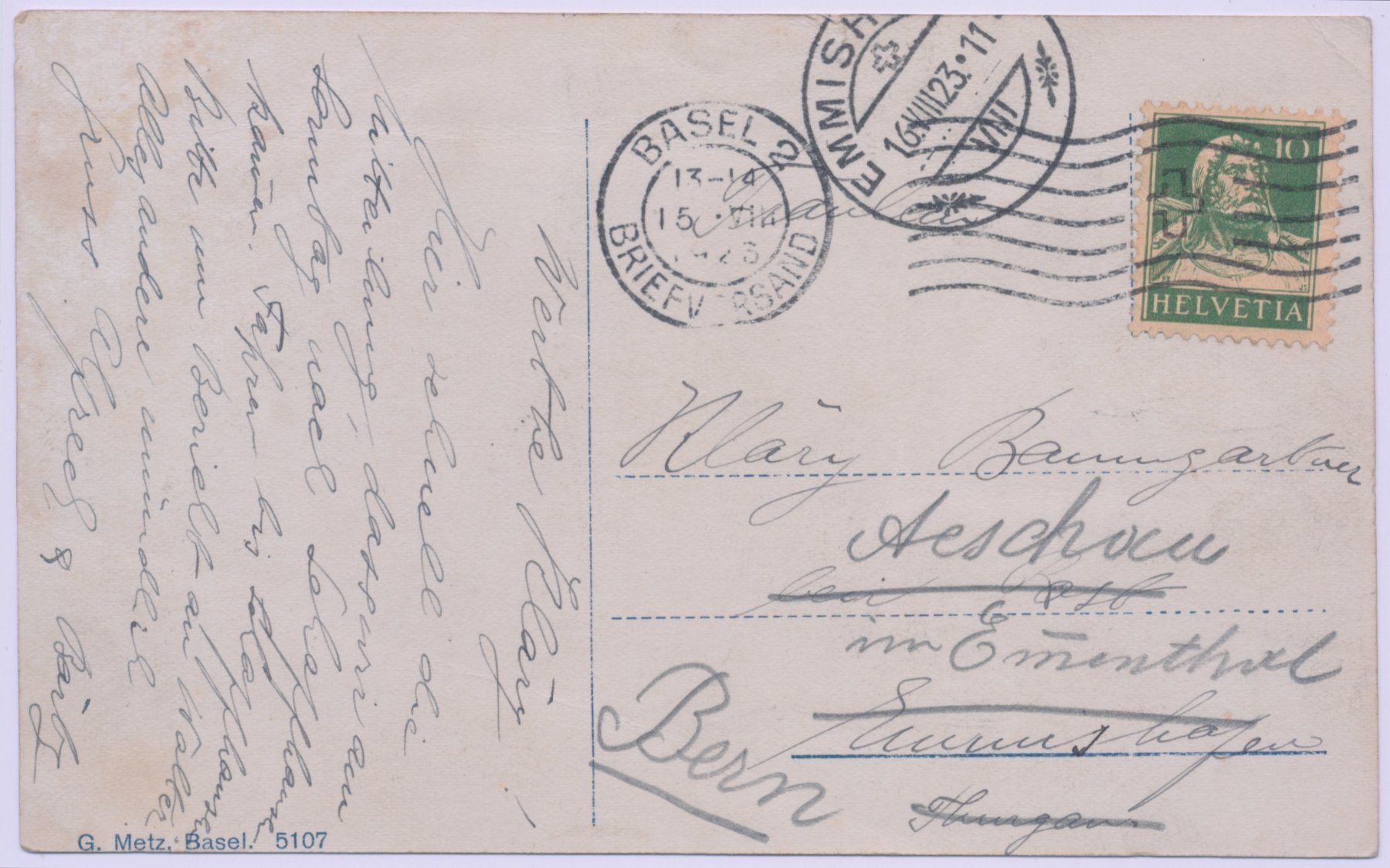 Cartoline postali: Schloss Birseck 1923 – Usato da Lützelflüh-Goldbach venduto da blauerkranich 1