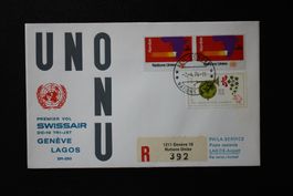 UNO UN Special Flight Cover Swissair DC-10 Genf Lagos
