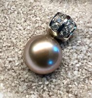 Südsee Perle 12,5mm, 8 Brillanten 0,19ct, TW vvsi, WG 18/750