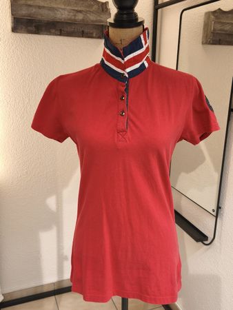 Polo Shirt Horze rot mit Kragendetail Grösse 40 Baumwolle