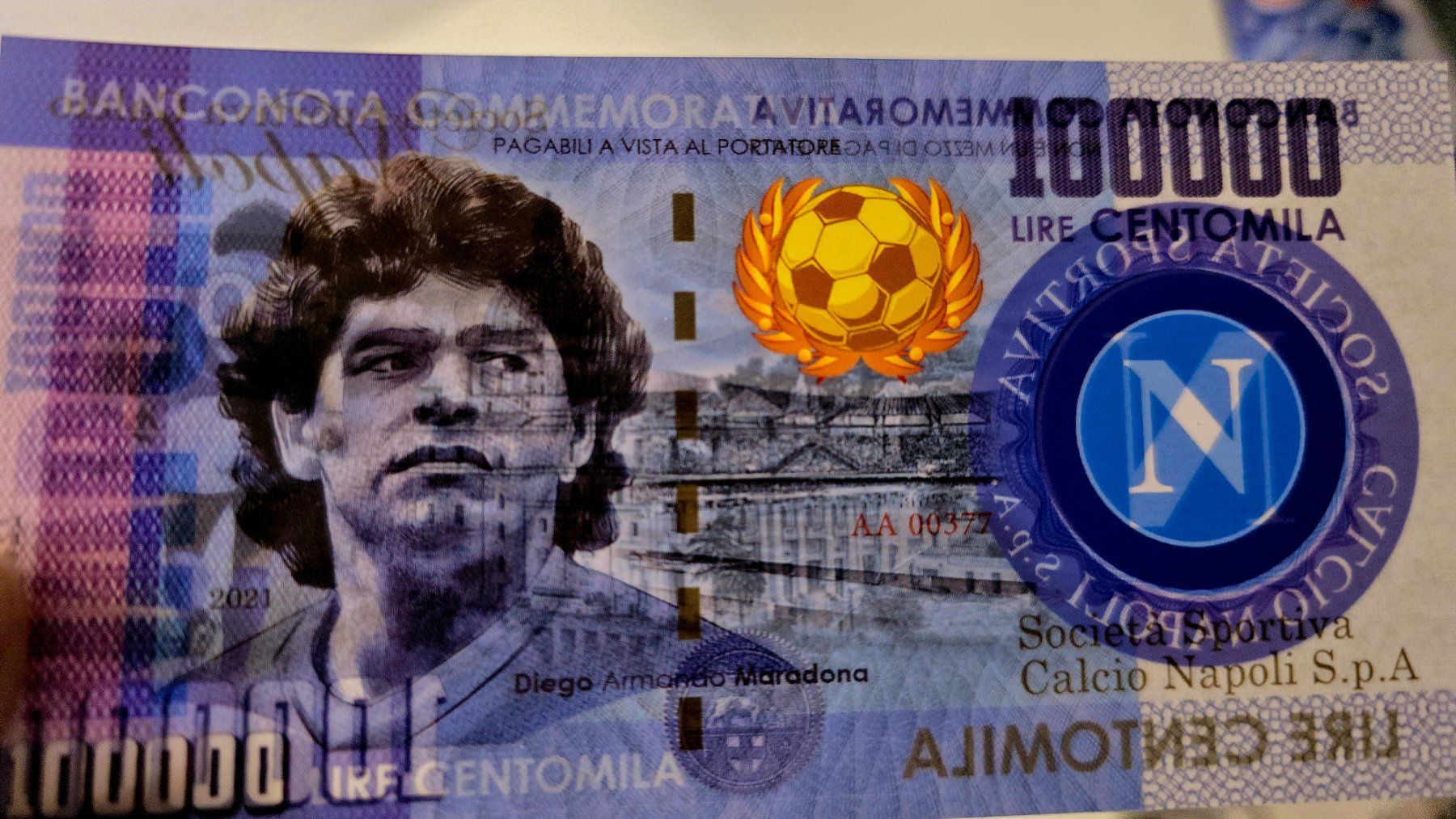 Banconote: Diego Maradona - Banknote Napoli – Nuovo e nell'imballaggio originale da Rotkreuz venduto da Titotesla 3