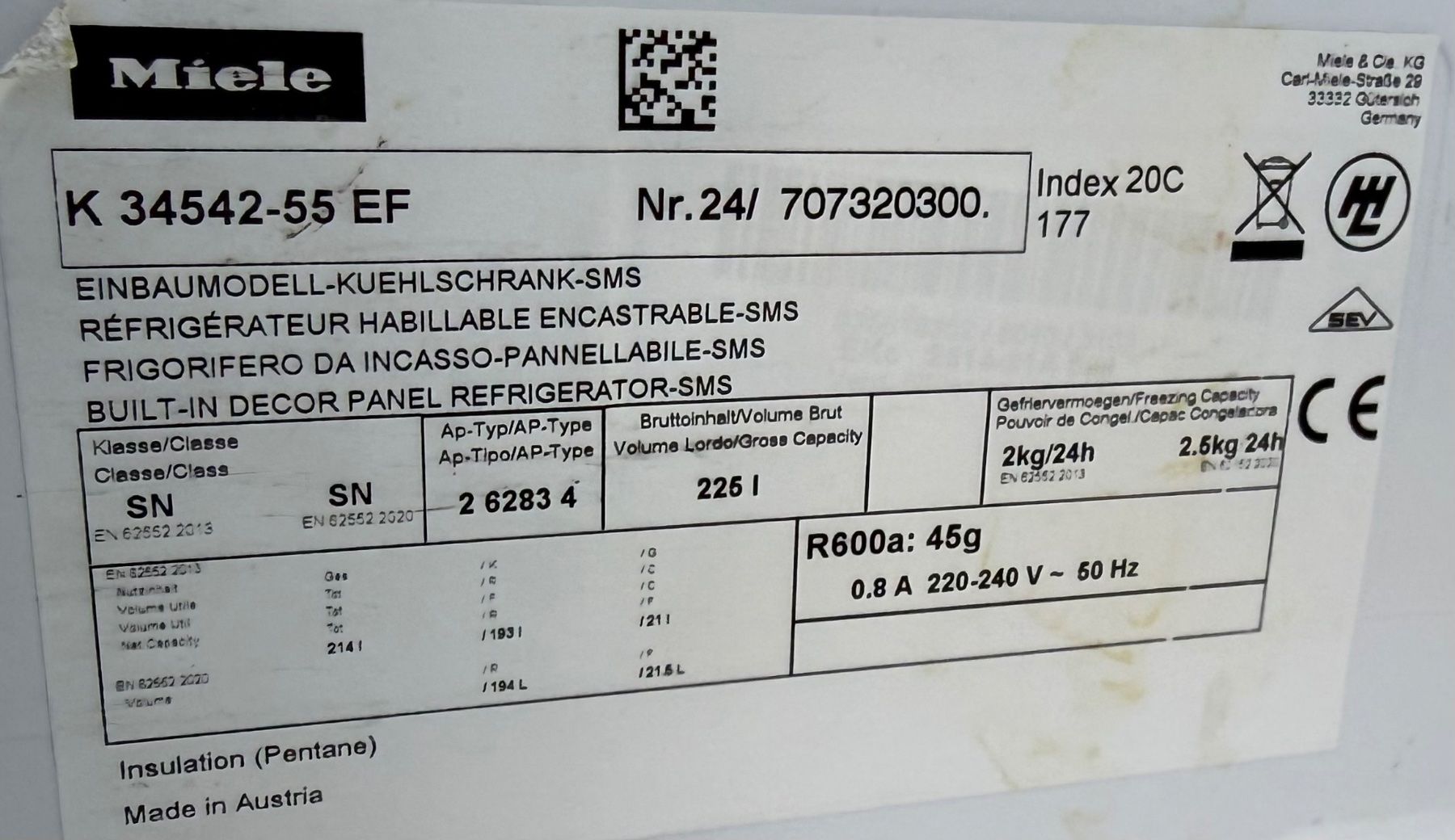 Miele Kühlschrank: Miele A++ Einbaukühlschrank CH Norm 55cm – Gebraucht aus Kloten von top2000 5