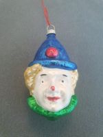 Christbaumschmuck Clown Kopf Glas Anhänger blau neuwertig