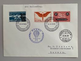 Ballonpost Nationale Briefmarken Ausstellung Aarau 1938