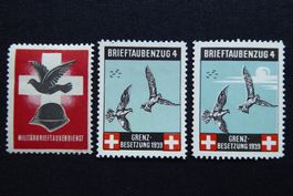 (m356) Brieftaubendienst Wit 1/1 **; 3/1 + 4/1 *