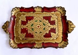 Serviertablett / Holztablett*Gold handgemachte Retro*****