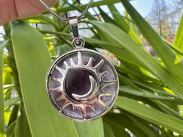 Gros pendentif en améthyste - soleil & lune