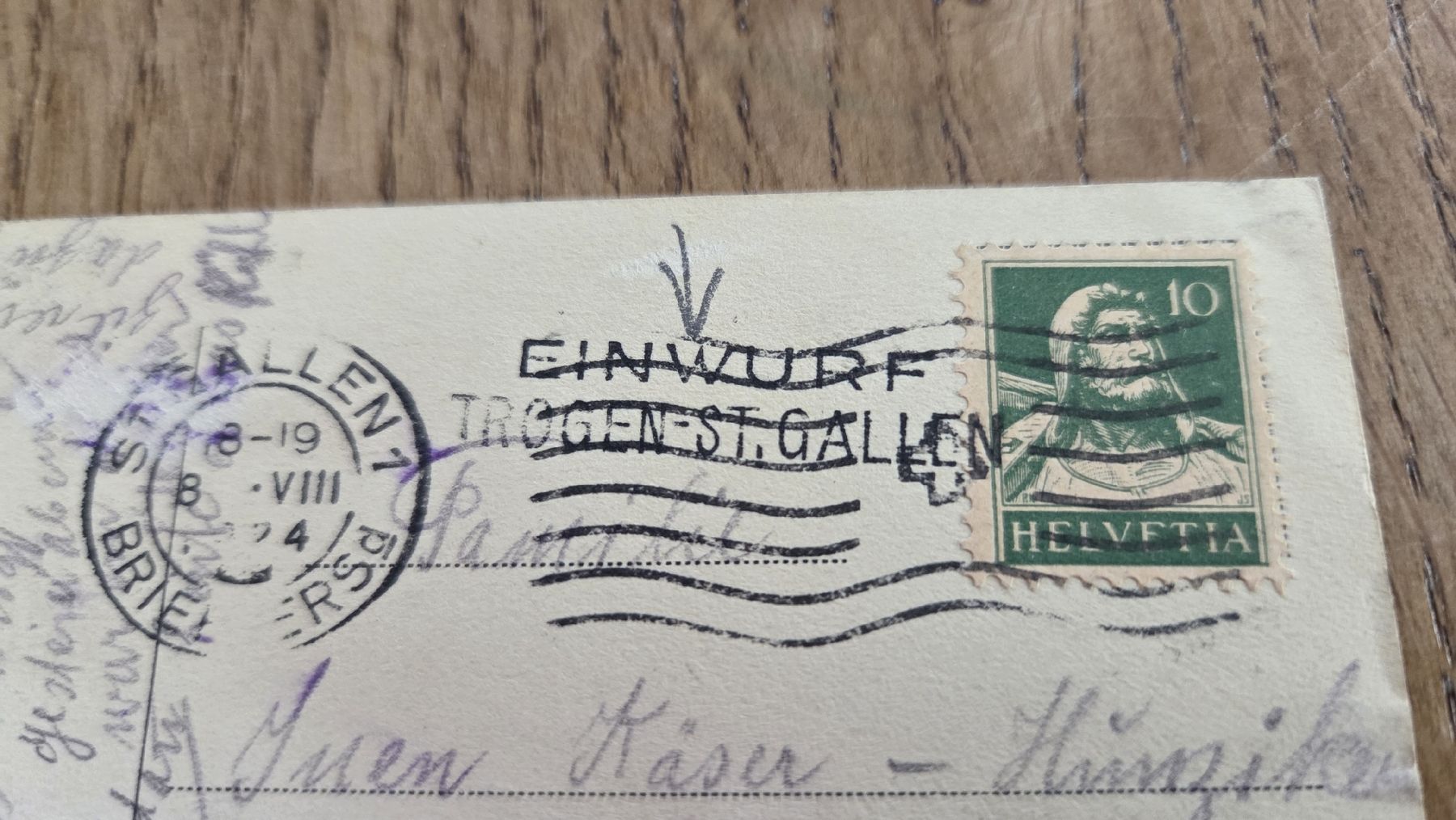 Tutti i francobolli: 1924 Stempel Einwurf Trogen -St.Gallen Ansichtskarte Evang.K – Usato da Arni AG venduto da Moth68 1
