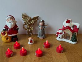 Weihnachtsdeko Figuren Set mit LED Teelichtern