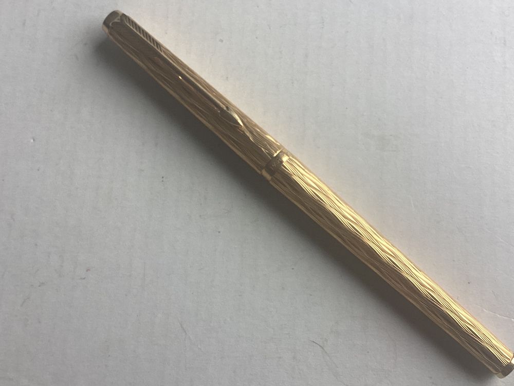 Stylo Plume Parker 105 Finition Bark écorce - Plume Or 14 Carats - Occasion Rare