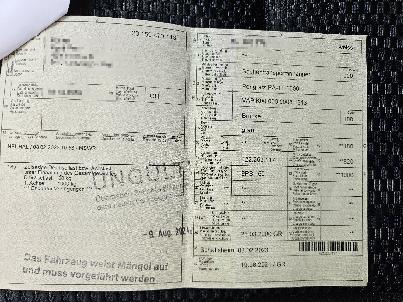 Pongratz Rimorchi: Anhänger Pongratz – Usato da Fehren venduto da monstersubaru 1