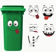Lustige Aufkleber für Abfall Müll Gesichter smiley fun