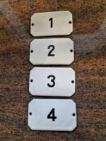 Emailschilder Zimmernummern 1-4, Vintage, Top Zustand!