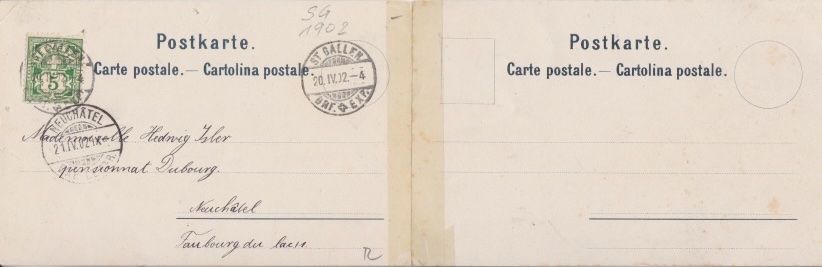 Cartoline postali: Panorama-Postkarte St. Gallen. 1902 – Usato da Schlieren venduto da Rapaelli 1